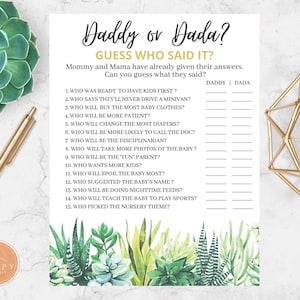 LGBT Baby Shower Game | Lesbian Gay Pregnancy | Two Moms Expecting | Two Dads Expecting | Succulent and Greenery Theme
