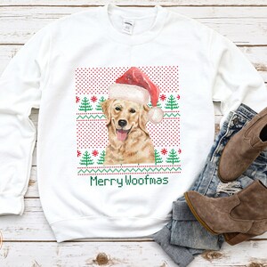 Golden Retriever Christmas Sweatshirt | Golden Retriever Ugly Xmas Sweater | Christmas Golden Retriever Lover Gift | Merry Woofmas