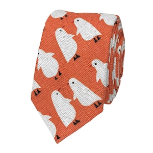 Chick Tie - Cute Cotton Linen 6cm Slim Necktie with Funny Cartoon Print for Adults