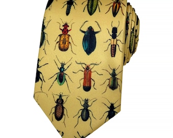 Entomology Beetle & Insect Necktie in Golden Yellow