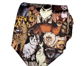 Cat Print Tie - Colorful Cats Necktie Perfect for Feline Enthusiasts
