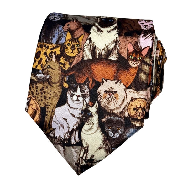 Cat Print Tie - Colorful Cats Necktie Perfect for Feline Enthusiasts