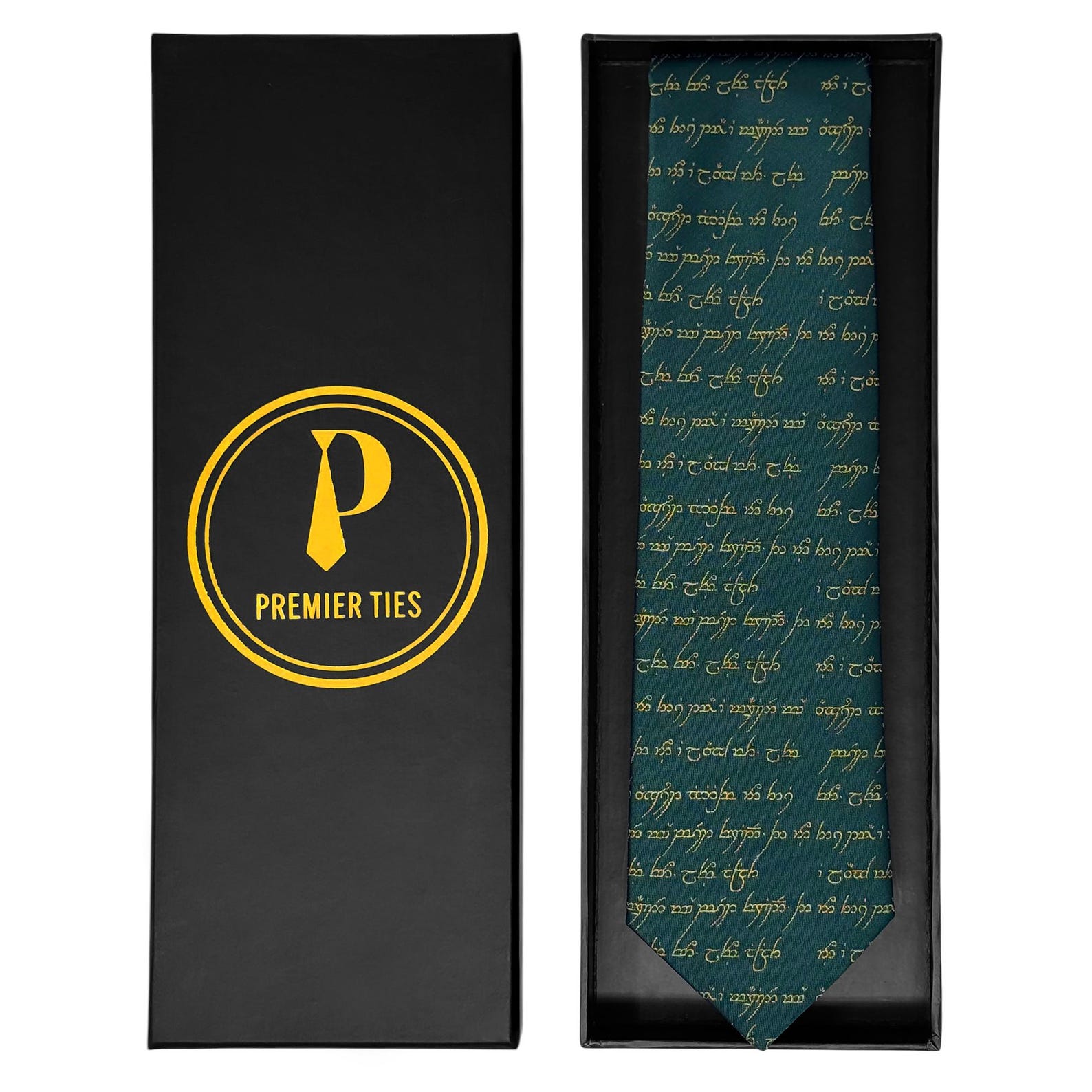 The Lord of the Rings One Ring Inscription Necktie – Royal Green Tie ...