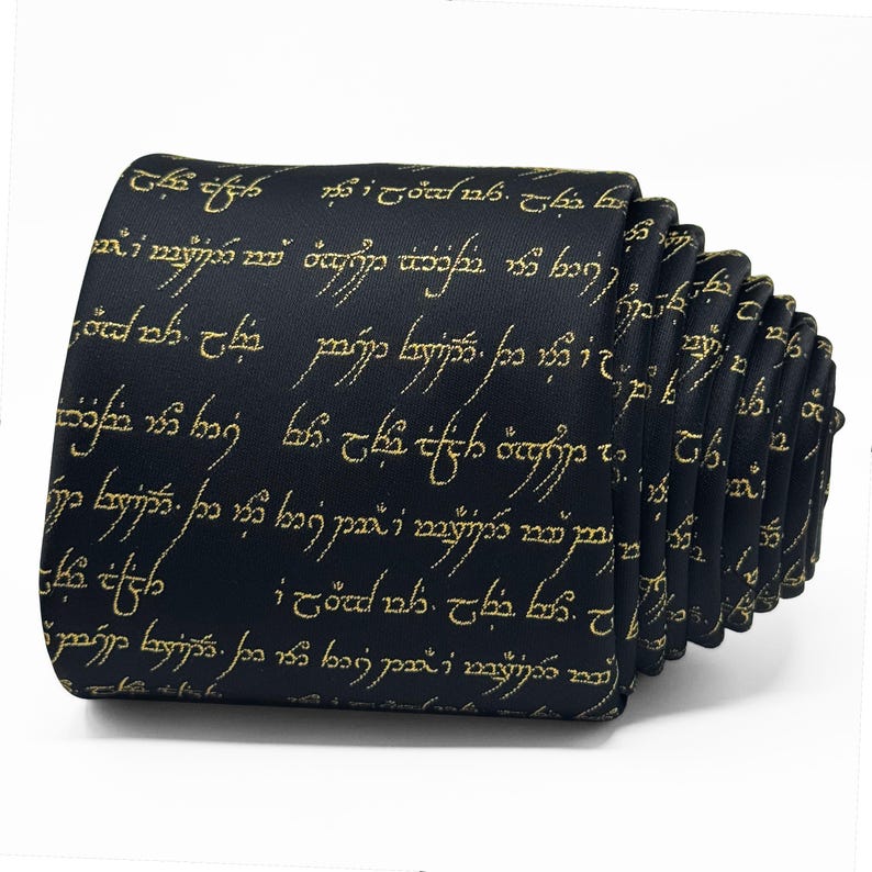 The Lord of the Rings One Ring Inscription Necktie – Black Tie With ...