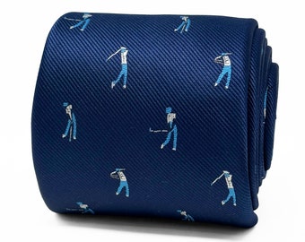 Golf Tie |  Elegant Sport Golf Swing Navy Men's Microfiber Necktie