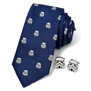 Stormtrooper Tie & Cufflinks |  Star Wars Galactic Navy Microfiber Necktie Gift Box