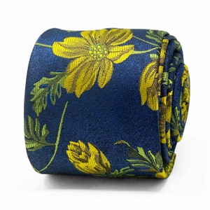 Novelty Floral Tie | Glossy Yellow flowers Necktie