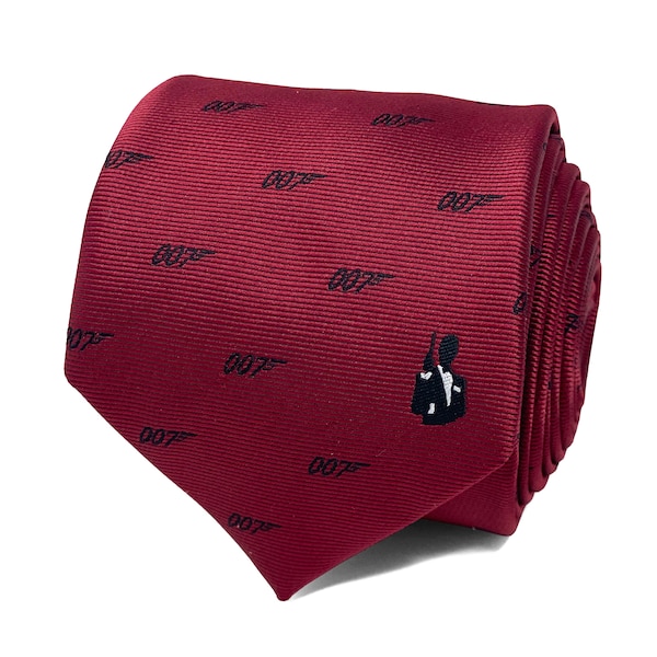 James Bond Elegance: 007  Secret Agent Inspired Tie Necktie Burgundy for Timeless Style