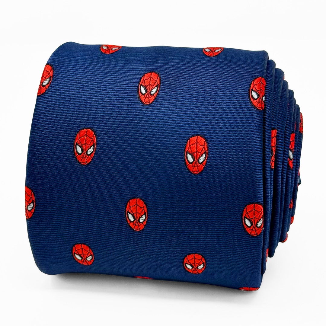 Cravatta Uomo Amazing Spider-Man Blu - Seta Stampa Supereroe, Regalo Per Appassionati Marvel