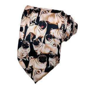 Pug Dog Print Tie - Cute Pugs Necktie Perfect for Dogs Enthusiasts