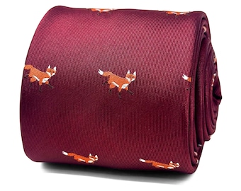 Stropdas vos |  Klassieke bordeauxrode zijden dierenstropdas