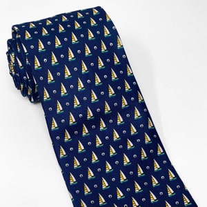Sailing Boat Tie | Sailor Navy Necktie | 100% Silk