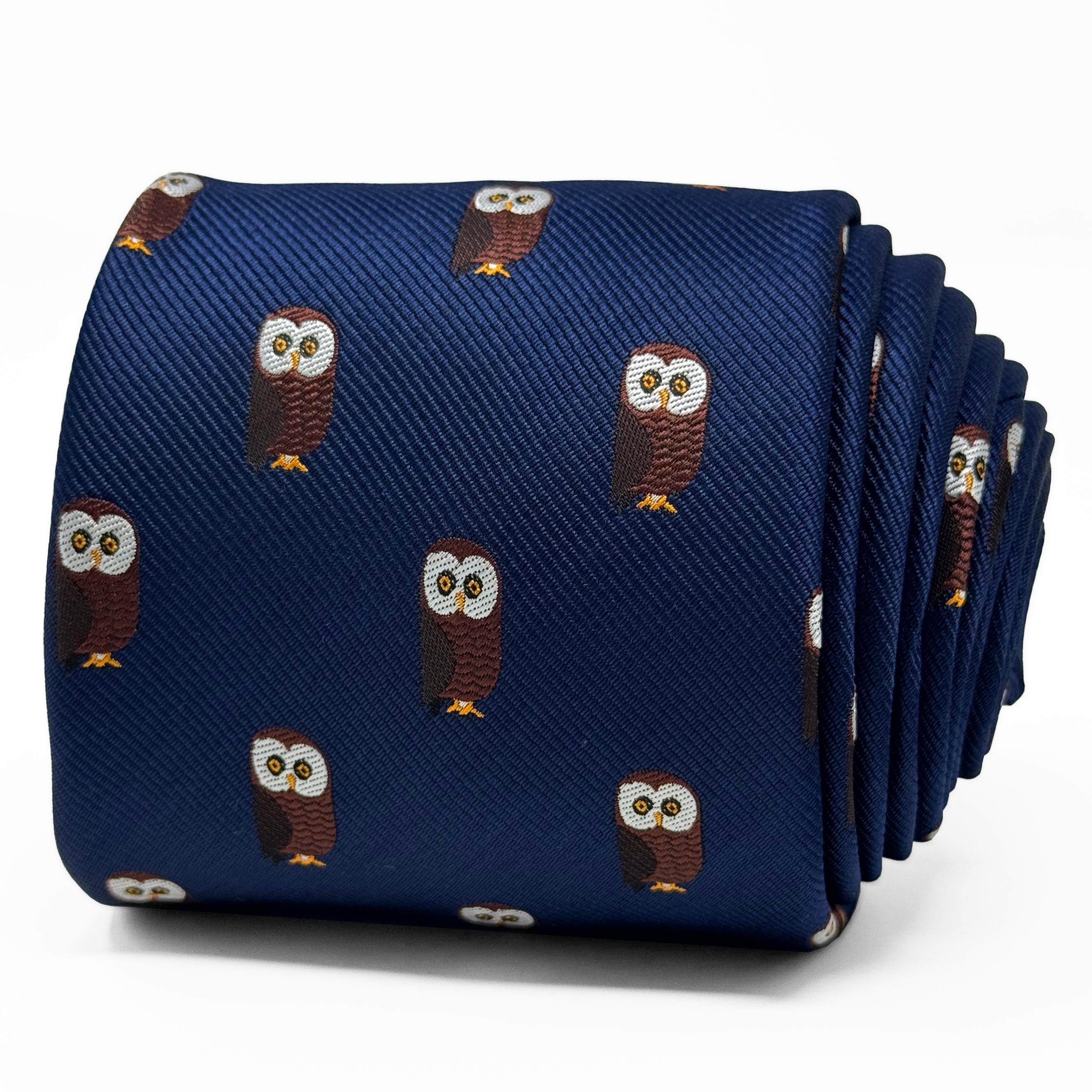 Owl Navy Blue Necktie Gift Box – Symbol of Wisdom and Style