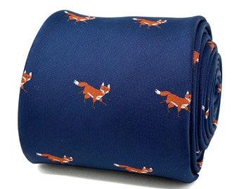 Fox Tie | Classic Navy Silk Animal Necktie