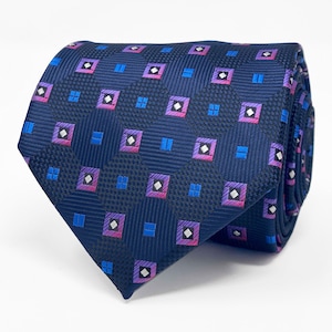 Geometric Tie | Men&#39;s Navy Purple Necktie