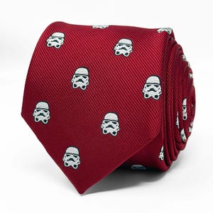 Stormtrooper Iconic Helmet Tie & Cufflinks | Star Wars sci-fi Galactic themed Burgundy Microfiber Necktie Gift Box
