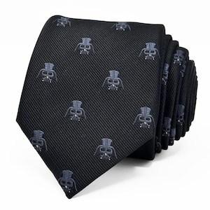 Darth Vader Iconic Villain Tie & Pocket Square |  Star Wars Galactic Black Necktie Gift Box
