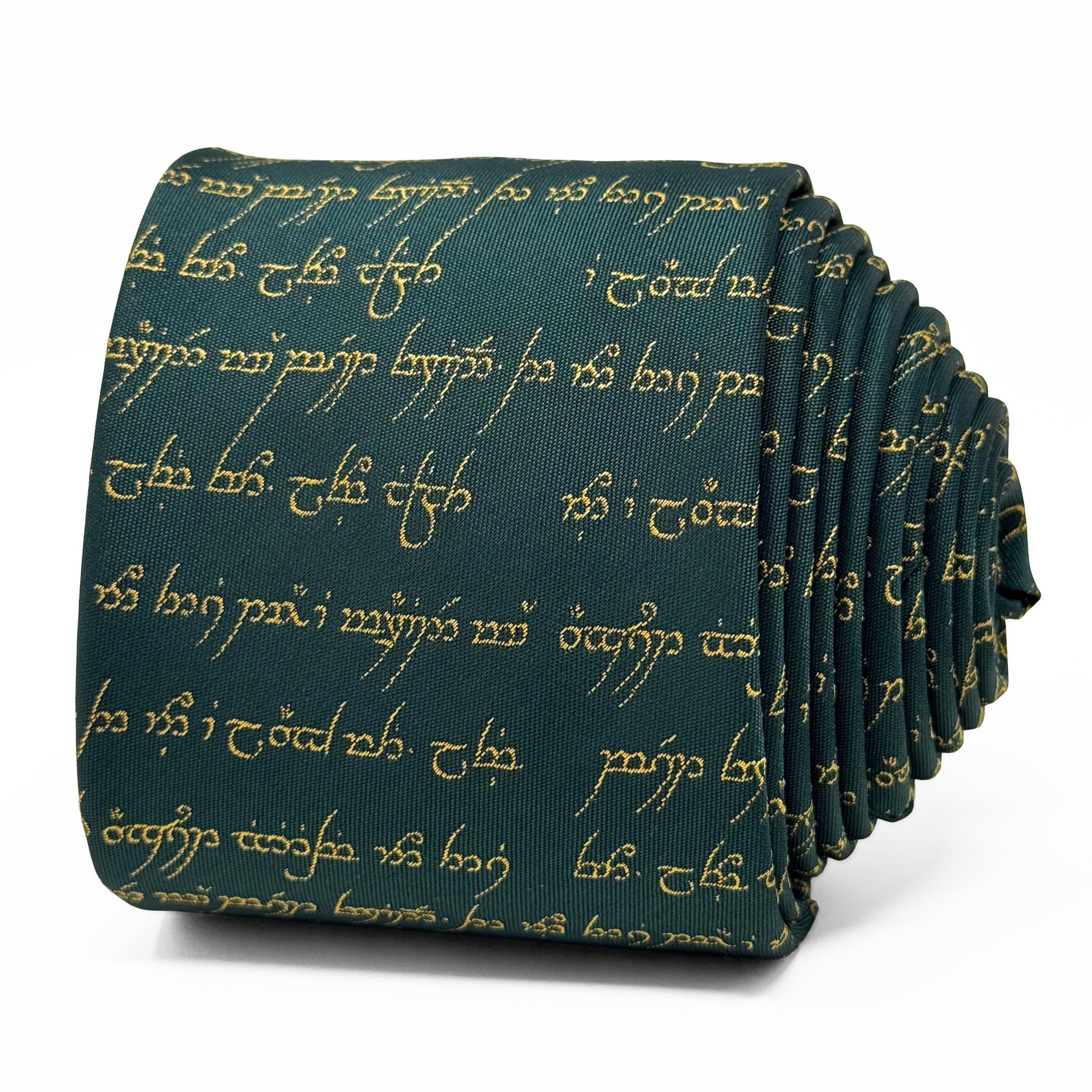 The Lord of the Rings One Ring Inscription Necktie – Royal Green Tie ...