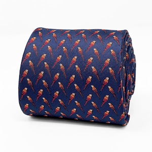 Parrots Tie | Birds Novelty Tie | Mens Navy Necktie