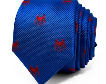 Spider-M@n Logo Blue Royal Tie | Spider M@rvel Comics Superhero 6cm Slim wide  Necktie