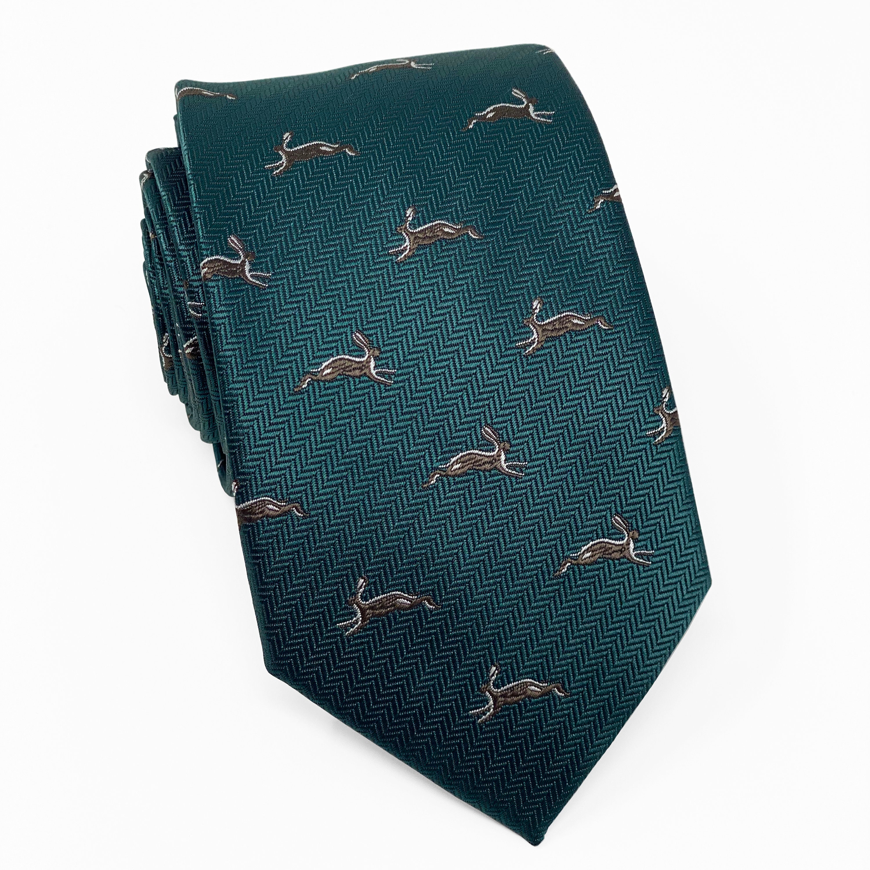 Ysl Necktie Rabbit The Wild Hare Tie | Rabbit Bunny Animal Novelty Green Necktie - Etsy