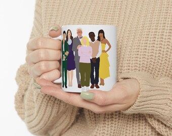 Taza inspirada en el elenco de una comedia de situación / Taza de café minimalista con temática de comedia de ultratumba / Regalo para amantes de la televisión