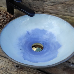 WB016 White and blue round sink image 3