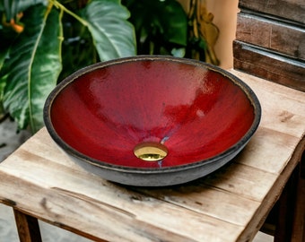 WB038 Round red intensiv color sink