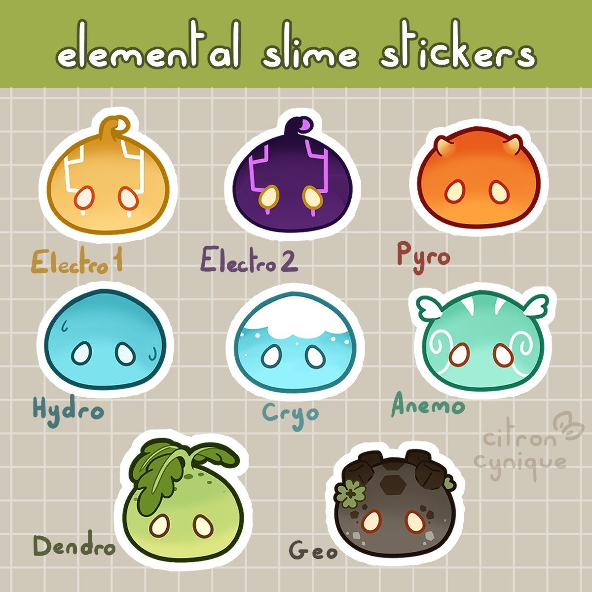 Genshin Impact Elemental Slime Stickers - Etsy Singapore
