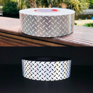 Oralite DOT White Treadplate V52 2&quot; Solid White Orafol Reflexite Safety Reflective Tape Diamond-Plate Adhesive Conspicuity Prismatic