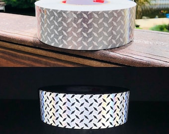 Oralite DOT White Treadplate V52 2" Solid White Orafol Reflexite Safety Reflective Tape Diamond-Plate Adhesive Conspicuity Prismatic
