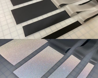Black Reflective Fabric Sew On  1" 2" 4" 6" Reflects White (Ultra Bright)
