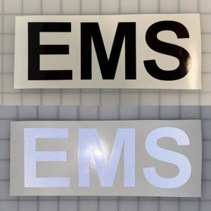 EMS 3 &quot;x 9&quot; REFLEKTIVER Aufkleber (10 Verschiedene Farben) Typ 1 Oralite 5650 Nikkalite ELG Arial Bold Safe Polizeifahrzeug Grafik-Aufkleberband