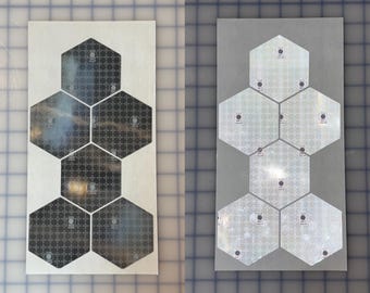 6 REFLECTIVE 2.85" x 3.27" Hexagons SOLAS Prismatic Oralite (1000+ Candelas) Stickers Retroreflective Silver Gray Decals 1403 M82 USCG