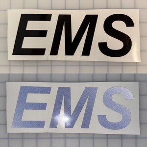 EMS 3 &quot;x 9&quot; REFLEKTIVER Aufkleber (10 Verschiedene Farben) Typ 1 Oralite 5650 Nikkalite ELG Arial Bold Italic Sicherheit Polizeifahrzeug Grafik