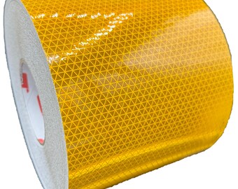 Cinta reflectante amarilla Oralite V98 Orafol Reflexite de 6" para autobús escolar (longitudes de 1,6 m, 3 m, 6 m y 9 m), flexible y adaptable, prismática, 750 candelas o más.
