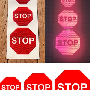Reflective Stop Sign Decal Sticker Car Truck Motorcycle Helmet Oralite V98