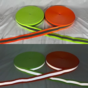 2&quot; Reflective ELASTIC Vest Trim Fluorescent  Orange & Lime Sew On Fabric Ultra Bright Safety High Viz SEWVIZ Brand Stretchable