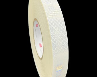 1" Inch White Reflective Tape 3M 3430 EGP Air Backed Prismatic Film Type 1 - Engineer Grade Prismatic - (Multiple Lengths) Safety Tape