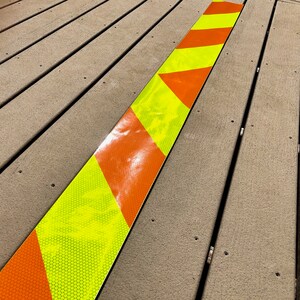 Lime & Orange reflektierendes Chevron Panel (mehrere Größen) Oralite 1 Stück vorgefertigte V98 Ultra Bright Sicherheitsklebeband Aufkleber