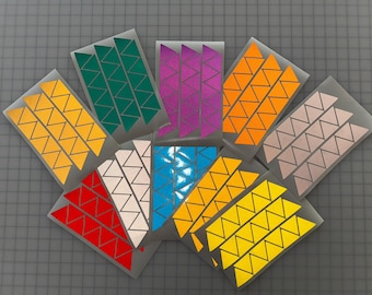 27 Reflective 1.5" Inch ELG Triangles (10 Different Colors) Nikkalite Oralite Cargo Bike Stickers Retroreflective Die Cut Vinyl Decals