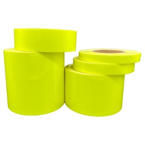 IRON ON Fluorescent Lime REFLECTIVE Fabric 3/4&quot; 1&quot; 2&quot; 4&quot; 6&quot; Inch 10&#39;, 20&#39;, 30&#39; Rolls Vest Trim Safety SewViz Brand