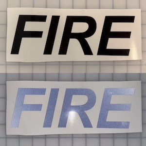 FEUER 3 &quot;x 9&quot; REFLEKTIVER Aufkleber (10 verschiedene Farben) Typ 1 Oralite 5650 Nikkalite ELG Arial Bold Italic Sicherheit Polizeifahrzeug Grafik