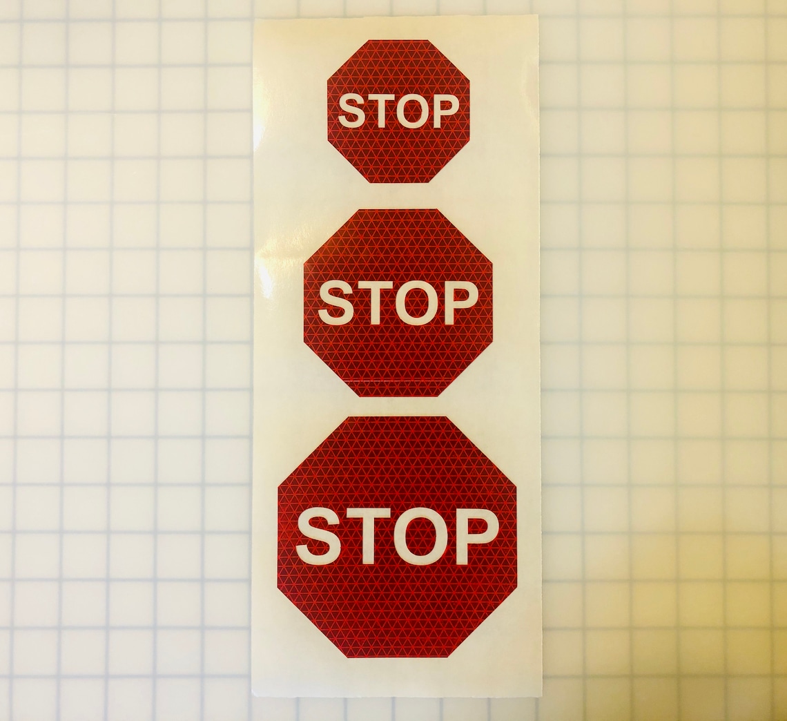 Reflective Stop Sign Decal Sticker Car Truck Motorcycle Helmet Etsy