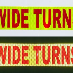 WIDE TURNS 6&quot;x24&quot; Reflective Word Panel V98 Oralite Horse Safety Tape DOT Safe