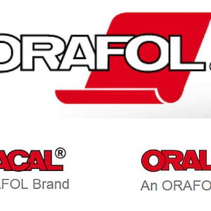 May include: The logo for ORAFOL, a company that makes adhesive films and tapes. The logo is red and white and features the word ORAFOL in a bold, white font. Below the logo are two smaller logos for ORAFOL brands: ORACAL and ORALITE. Both logos are red and white and feature the brand name in a bold, white font. The text "An ORAFOL Brand" appears below each brand logo.