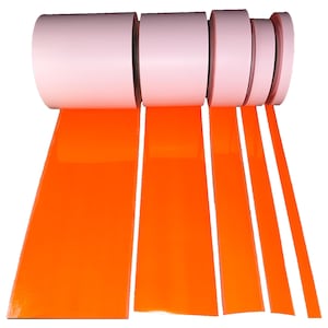 IRON ON Orange REFLECTIVE Fabric 3/4&quot; 1&quot; 2&quot; 4&quot; 6&quot; Inch 10&#39;, 20&#39;, 30&#39; Rolls Vest Trim Safety SewViz Brand