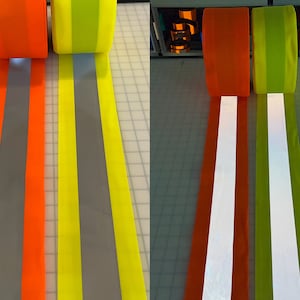 4.5&quot; Reflective Vest Trim Red/Silver or Lime/Silver Sew On Fabric Ultra Bright Safety High Viz SEWVIZ Brand