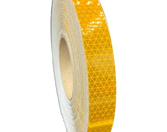 1" School Bus Yellow Reflective Tape Oralite V98 Orafol Reflexite (5' 10' 20' 30' Lengths) Flexible & Conformable Prismatic 750 + Candelas