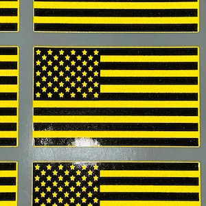 REFLECTIVE Lime American Flags 2.67&quot;x4.99&quot; Made for Wholesale or Fleets Lot of 5, 25, 50 or 100 Units Oralite 5700 Engineer Grade Flag Decal
